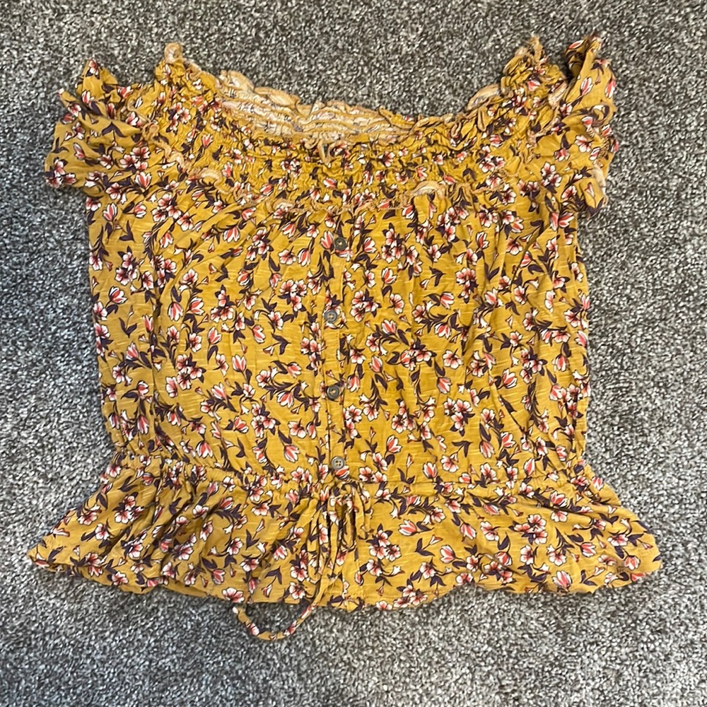 Yellow flower crop top
